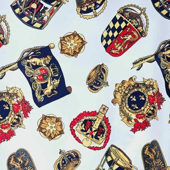 Vintage 1990's Classic Collection Silky Royalty Boroque Crest Flag Blouse, Sz 20 - Picture 2 of 6